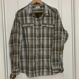 Columbia | Omni-Wick Brown Plaid Long Sleeve Button Down Shirt | XL.